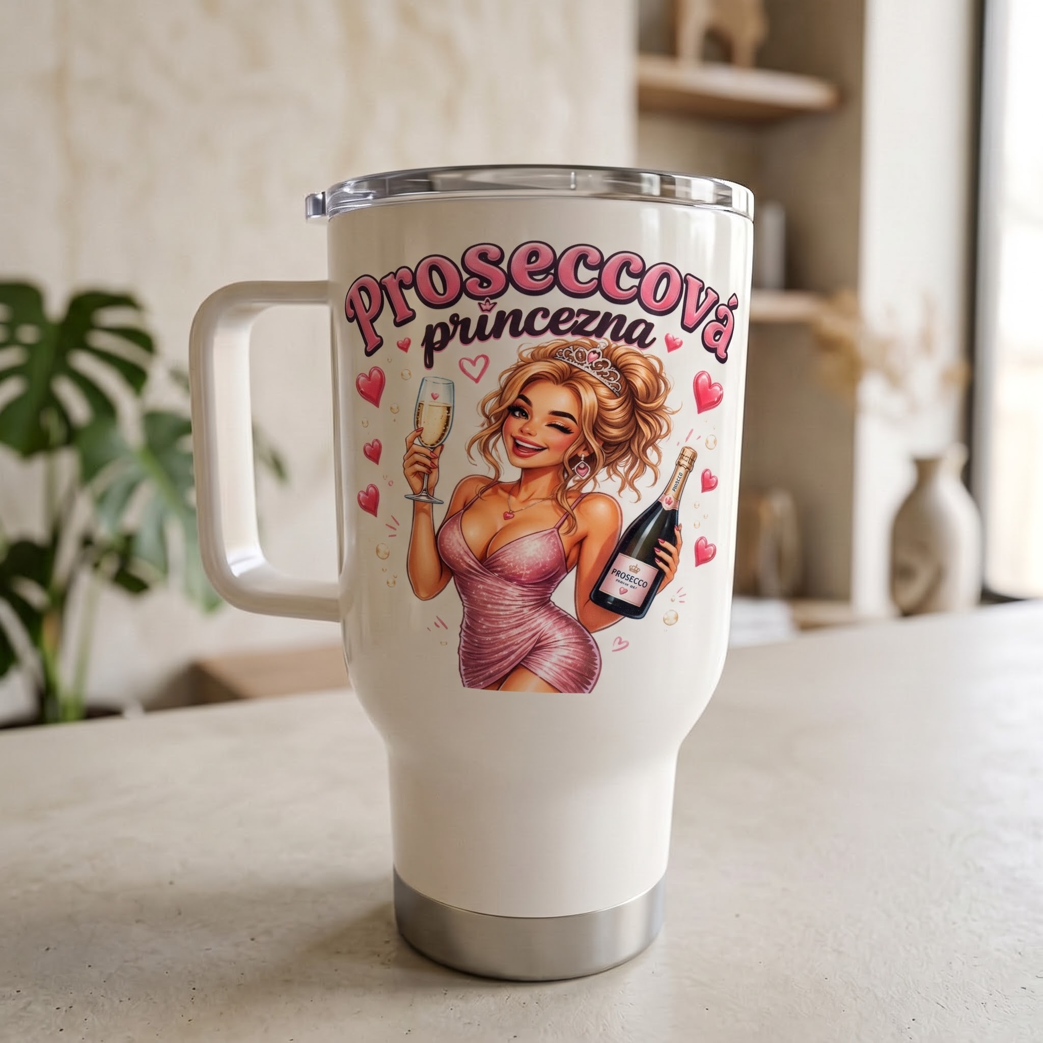 Cestovní termohrnek „Proseccová princezna“ – 450 ml