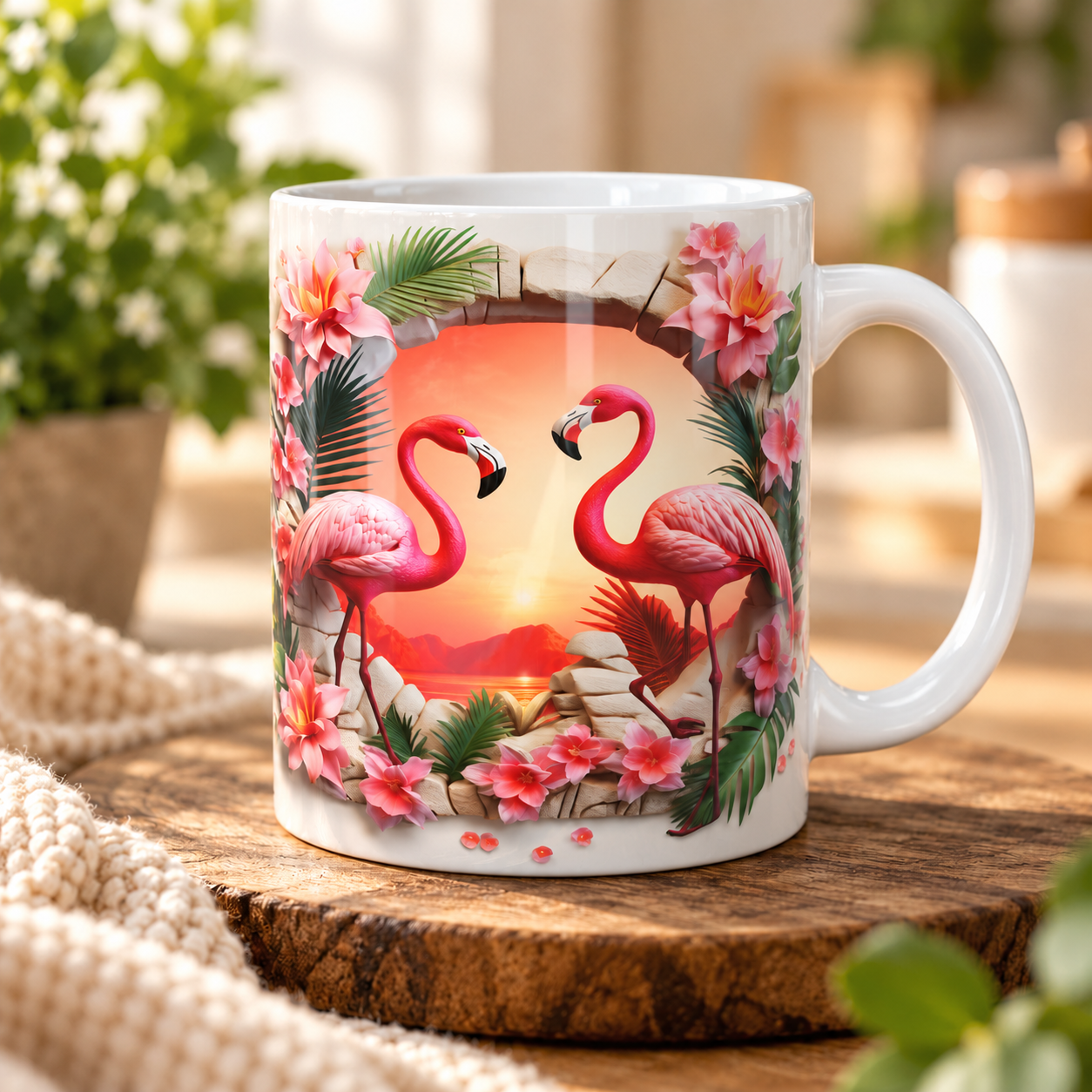 Hrnek „Plameňáci při západu slunce“ – 330 ml