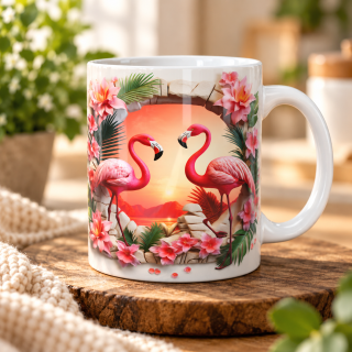 Hrnek „Plameňáci při západu slunce“ – 330 ml